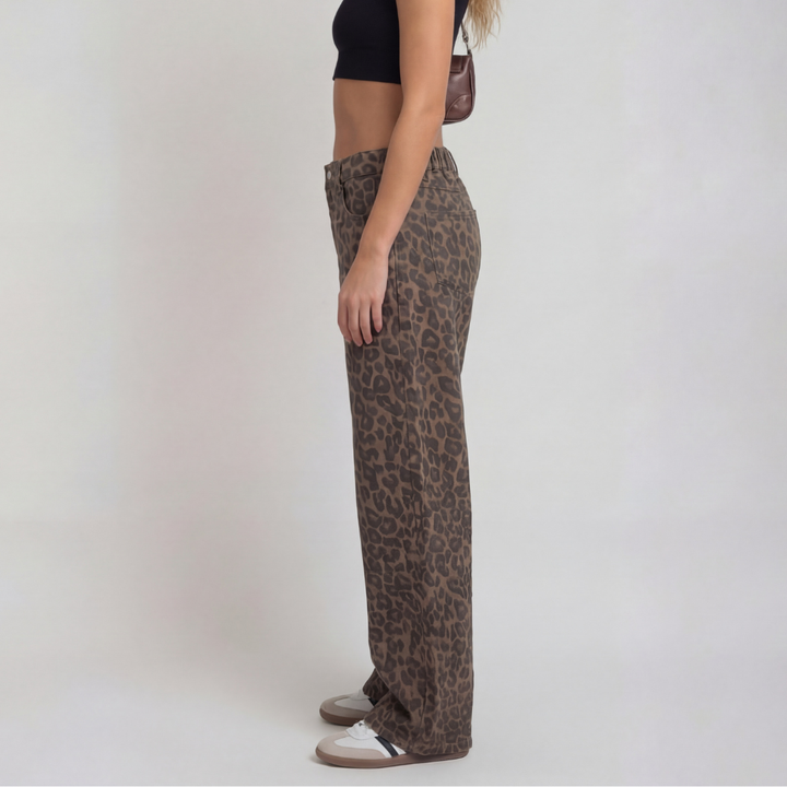PENELOPE™ – Casual Leopard Print Wide Leg Trousers