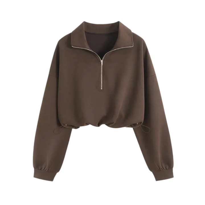 ISOLENE™ – Comfortable Half-Zip Drawstring Cropped Sweatshirt