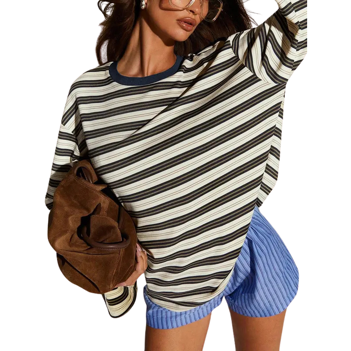 ROSINA™ – Classic Striped Long Sleeve Fitted Top