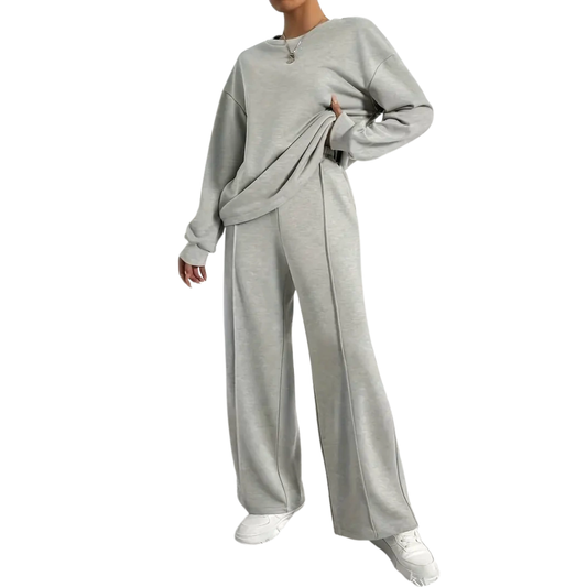 LINDA™ – Cozy Drop Shoulder Sweatshirt & Elastic Pants Set