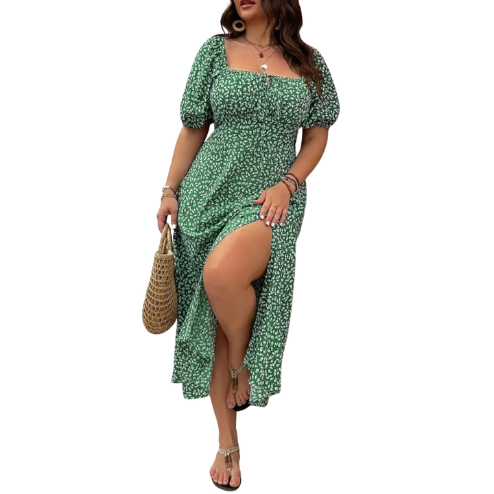 SERENE™ – Elegant Plus Size Tie Front Floral Dress