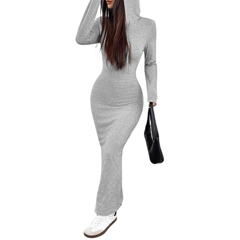LUCY™ – Casual Hooded Drawstring Slim Fit Dress