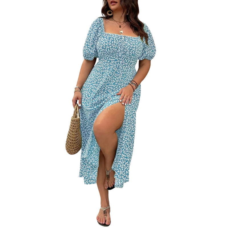 SERENE™ – Elegant Plus Size Tie Front Floral Dress