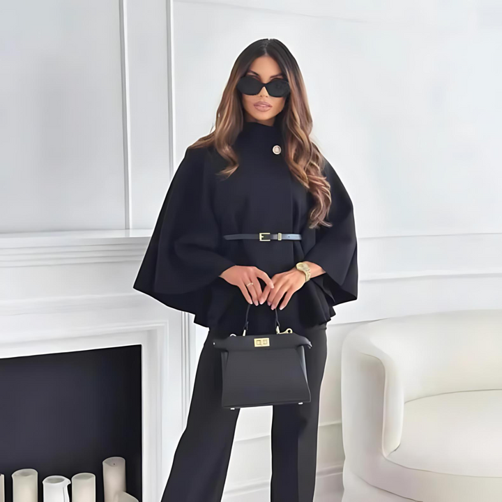 FENITH™ - Classy High Neck Belted Cape Top