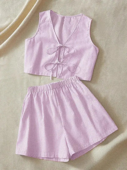 MOESHA™ - Chic Summer Sleeveless Vest and High-Waist Shorts Set