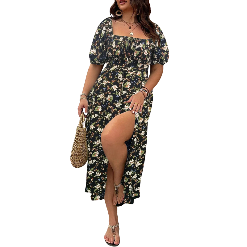SERENE™ – Elegant Plus Size Tie Front Floral Dress
