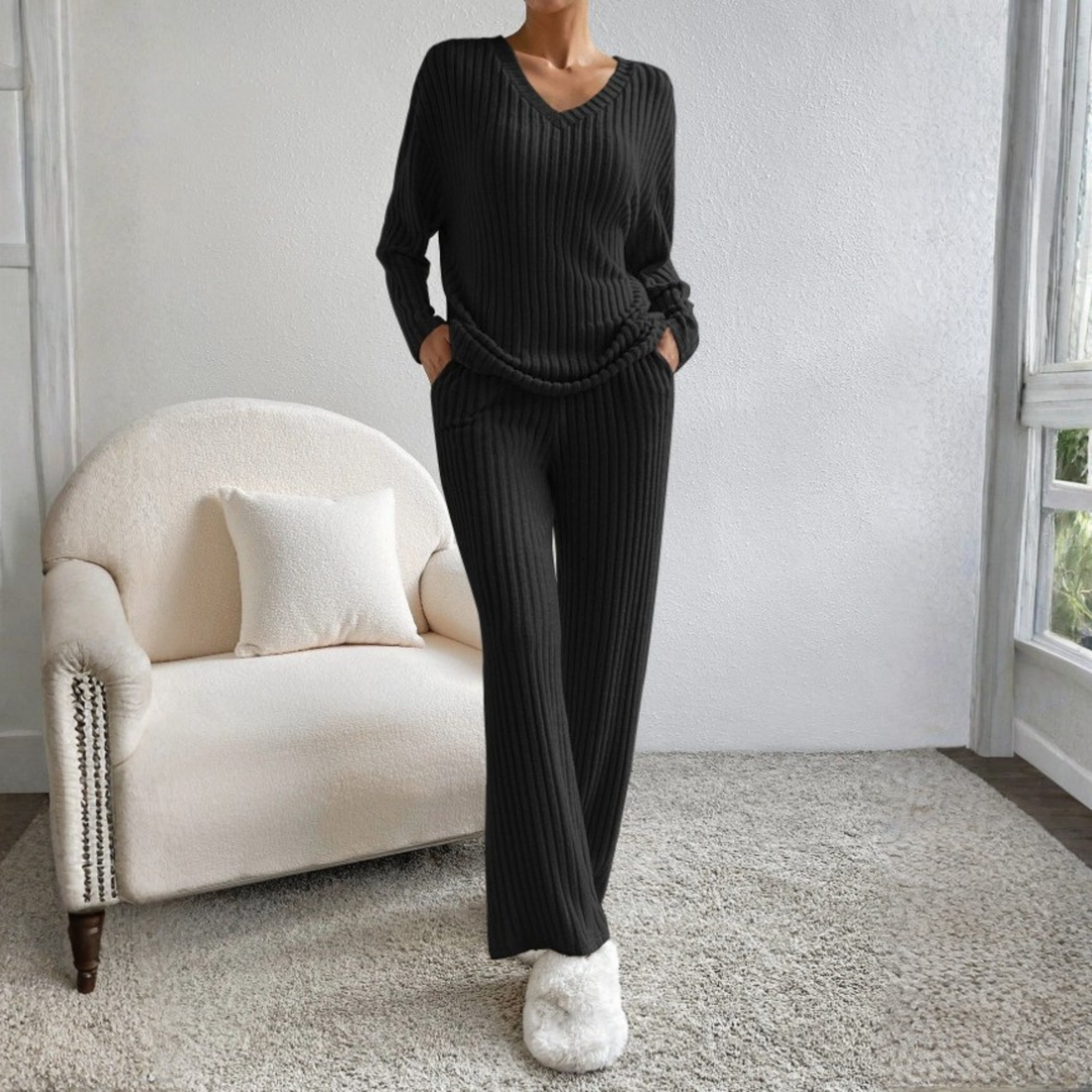 ENLINS™ - Casual Long Sleeve V-Neck Top and Pants Set