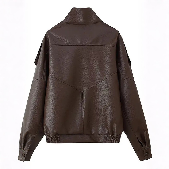 EMMA™ – Trendy Lychee Pattern Leather Jacket