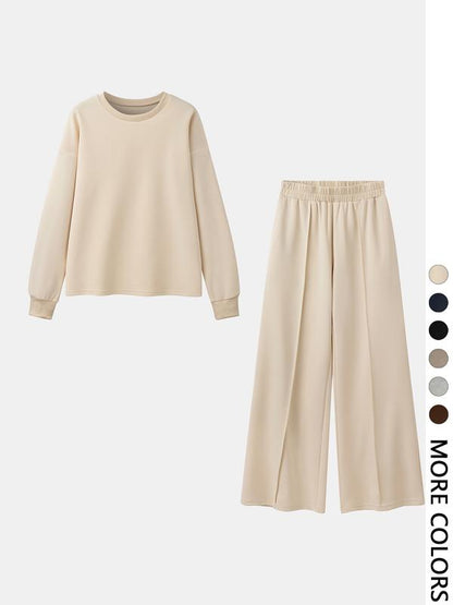 BETH™ - Casual Solid Color Sweatshirt & Pants Set for Outdoor Comfort