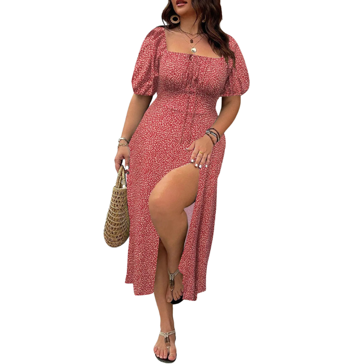 SERENE™ – Elegant Plus Size Tie Front Floral Dress