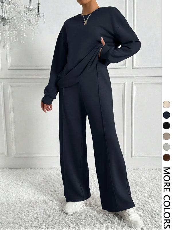 BETH™ - Casual Solid Color Sweatshirt & Pants Set for Outdoor Comfort