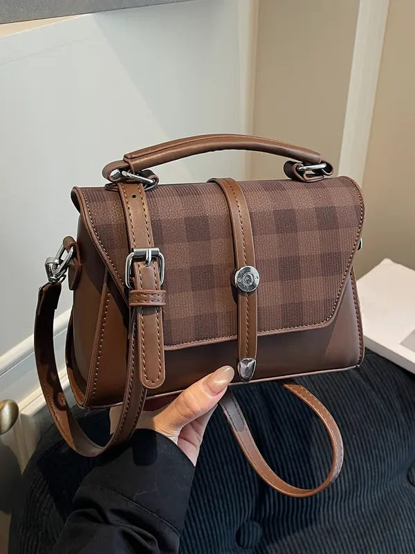 MARLYNN™ - Mala četvrtasta torba preko ramena u vintage stilu s kontrastnim šavovima