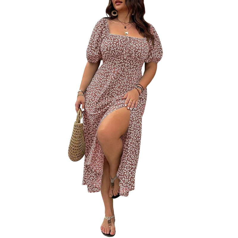 SERENE™ – Elegant Plus Size Tie Front Floral Dress