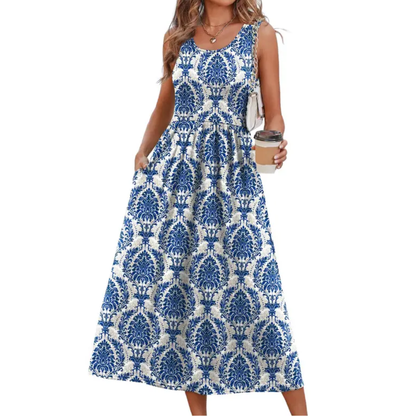Blue Damask Print