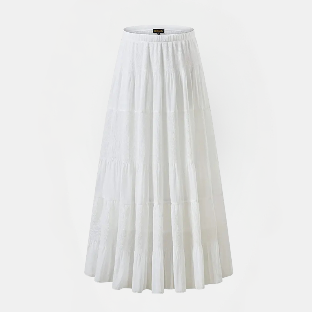 Women's Chiffon High Waist Pleated A Line Flared Maxi Skirt