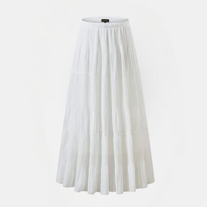 Women's Chiffon High Waist Pleated A Line Flared Maxi Skirt