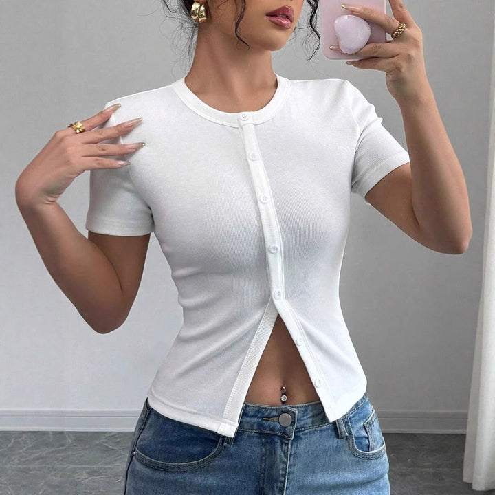 FLORIBETH™ – Relaxed Plus Size Summer Buttoned Top