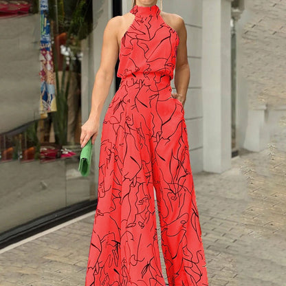 QIANA™ - Elegant Wide Leg Neck Tie Sleeveless Summer Jumpsuit