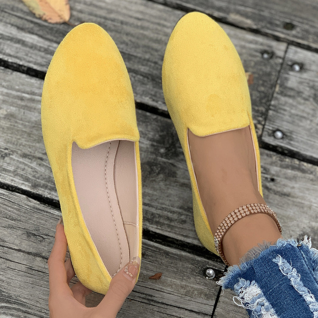 SHERNA™ - Women’s Solid Color Flats Soft Sole Pointed Toe Slip-On Shoes