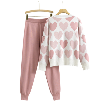 MARIANNE™ – Cozy Heart Pattern Soft Knit Two-Piece Set