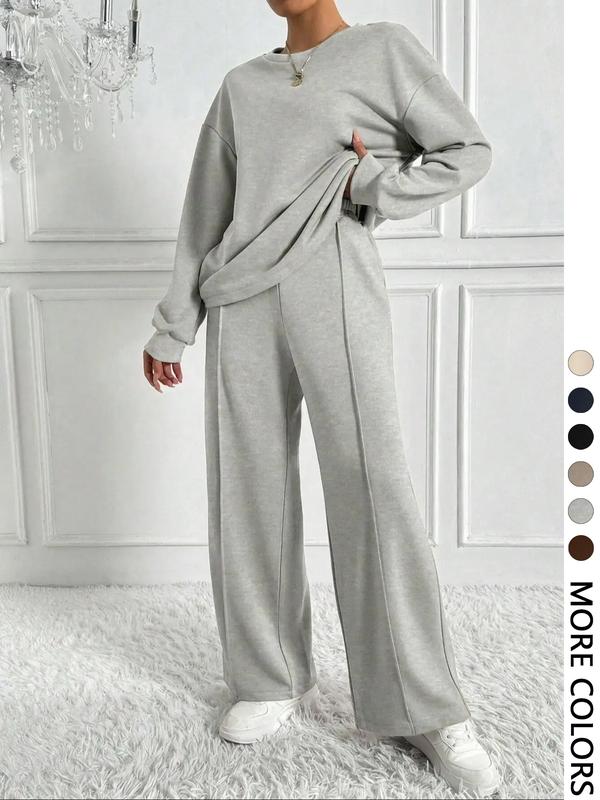 BETH™ - Casual Solid Color Sweatshirt & Pants Set for Outdoor Comfort