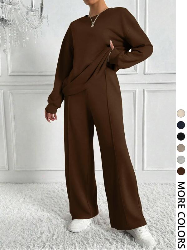 BETH™ - Casual Solid Color Sweatshirt & Pants Set for Outdoor Comfort