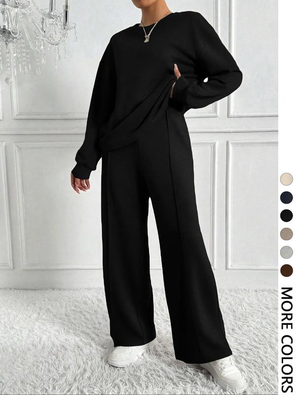BETH™ - Casual Solid Color Sweatshirt & Pants Set for Outdoor Comfort