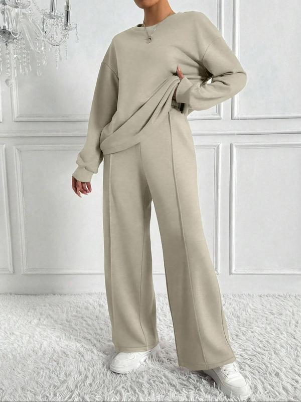 BETH™ - Casual Solid Color Sweatshirt & Pants Set for Outdoor Comfort