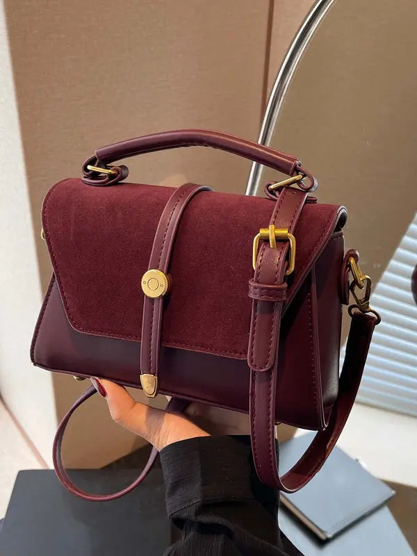 MARLYNN™ - Mala četvrtasta torba preko ramena u vintage stilu s kontrastnim šavovima