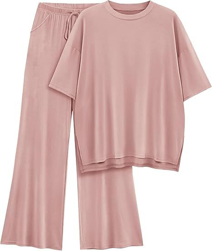 FILTA™ - Casual Basic Top and Elastic Waist Pants Set