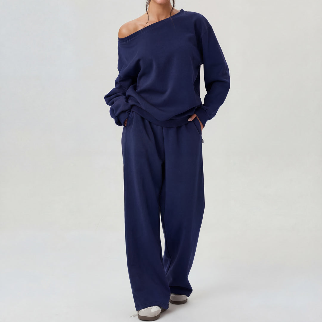 NELIA™ - Casual One-Shoulder Long Sleeve Two-Piece Set