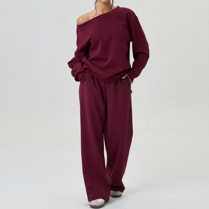 NELIA™ - Casual One-Shoulder Long Sleeve Two-Piece Set