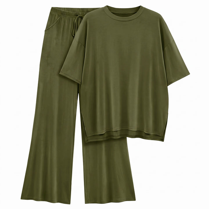 FILTA™ - Casual Basic Top and Elastic Waist Pants Set