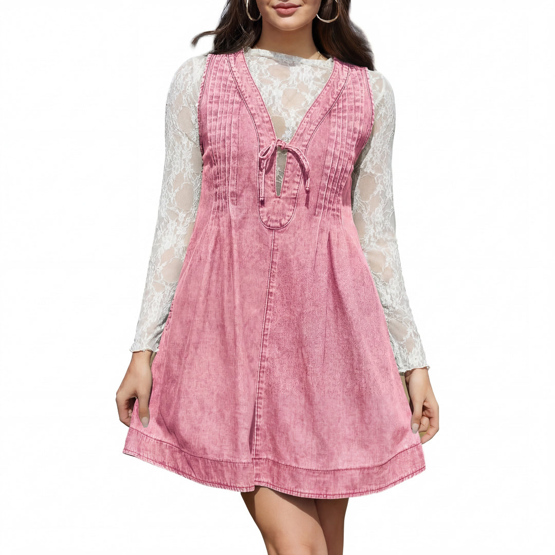 LAUREN™ – Vintage Inspired Sleeveless V Neck Mini Dress
