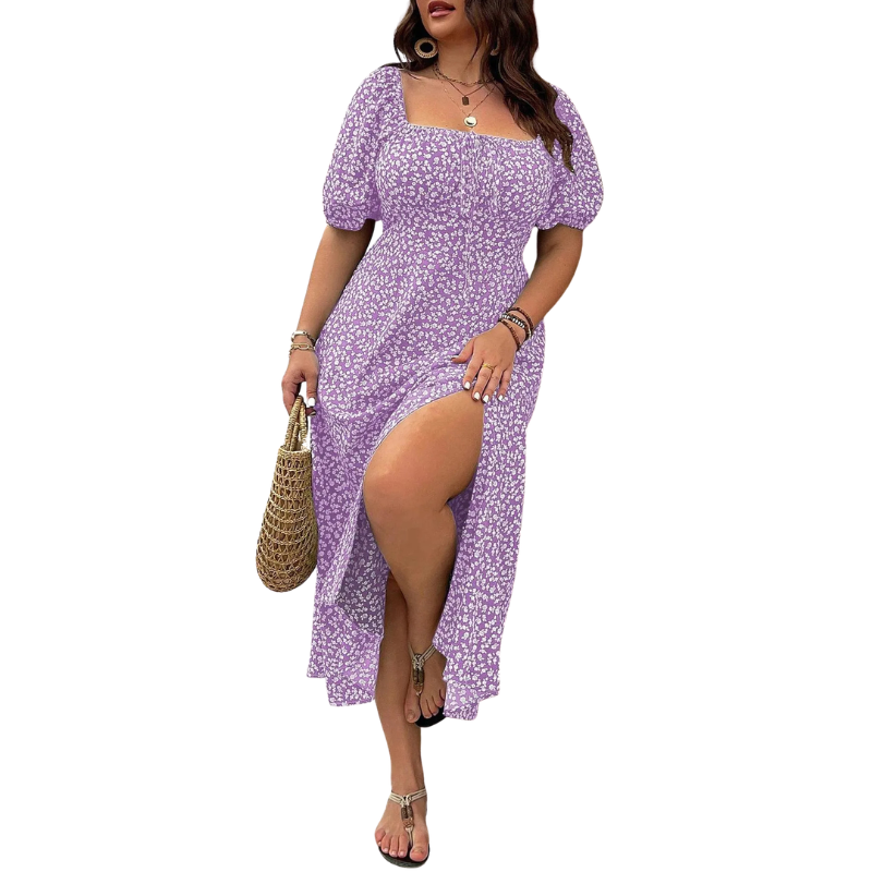 SERENE™ – Elegant Plus Size Tie Front Floral Dress