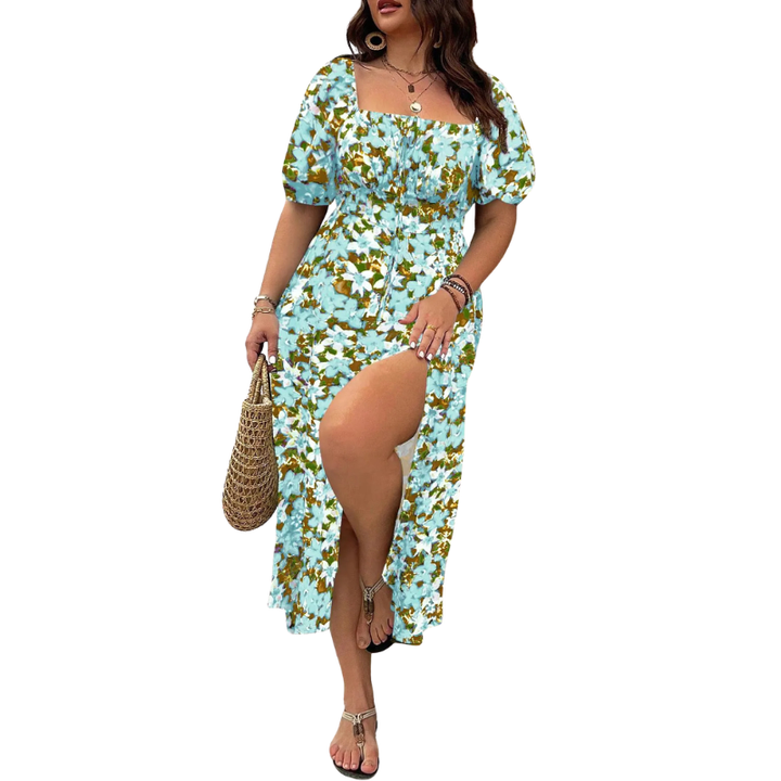 SERENE™ – Elegant Plus Size Tie Front Floral Dress